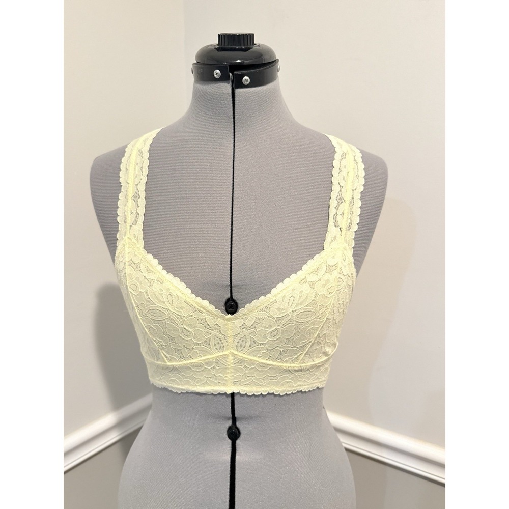 Free People Intimately FP Galloon Lace Racerback Bralette Yellow Lemon Sz XS NWT